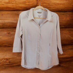 Exofficio Gray 3/4 Sleeve Outdoor Snap Activewear Lightweight Shirt Size Large